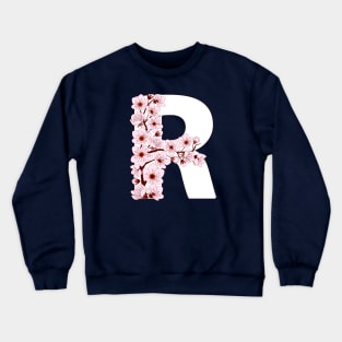 Colorful capital letter R patterned with sakura twig Crewneck Sweatshirt